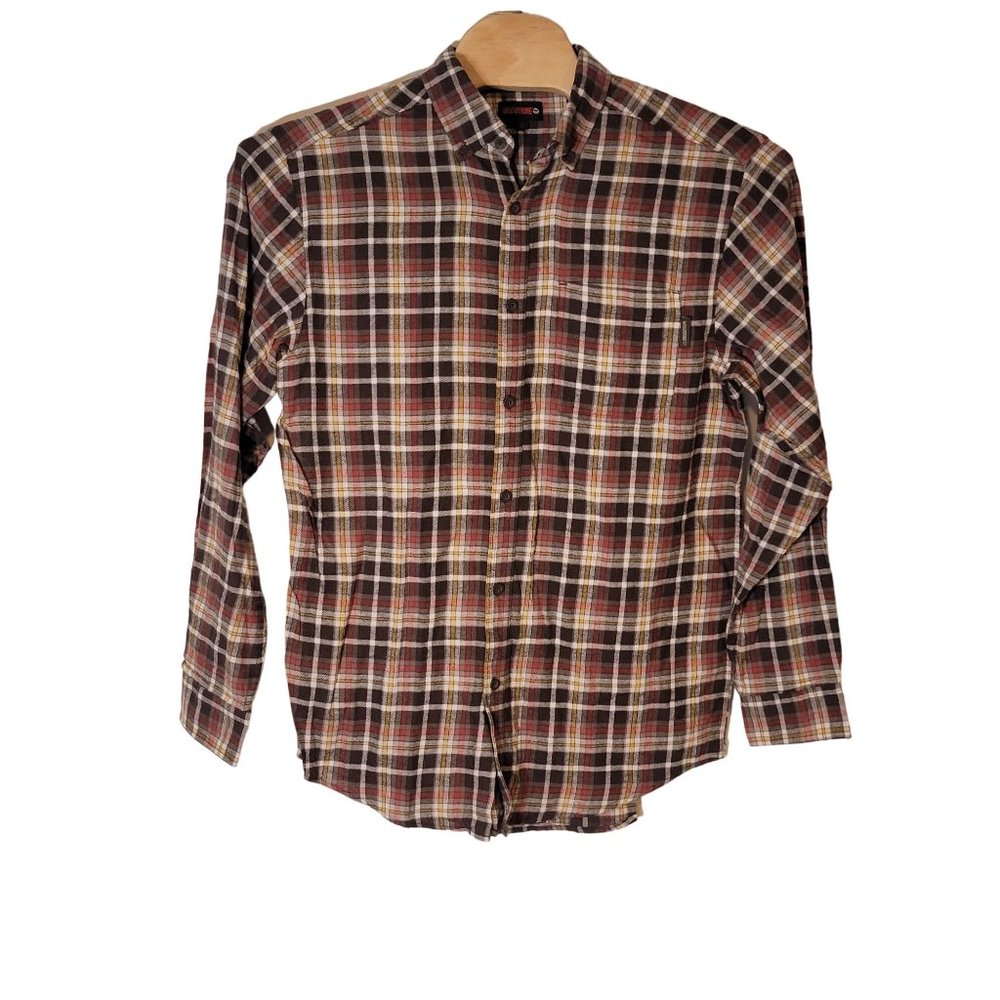 Wolverine Button Down Flannel Shirt Size Large Tall‎ Brown Plaid Long Sleeve